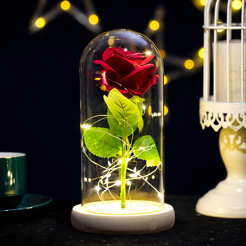 Home And Textiles Today - Glowing Plush Artificial Rose Dome Ornament