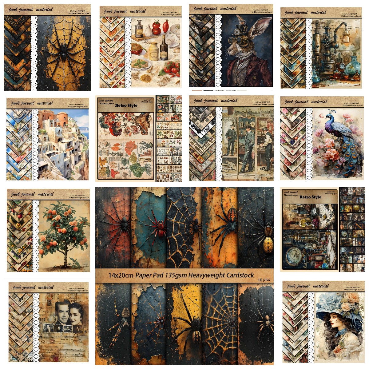 Vintage Home Textiles - New Vintage Material Papers DIY Ledger