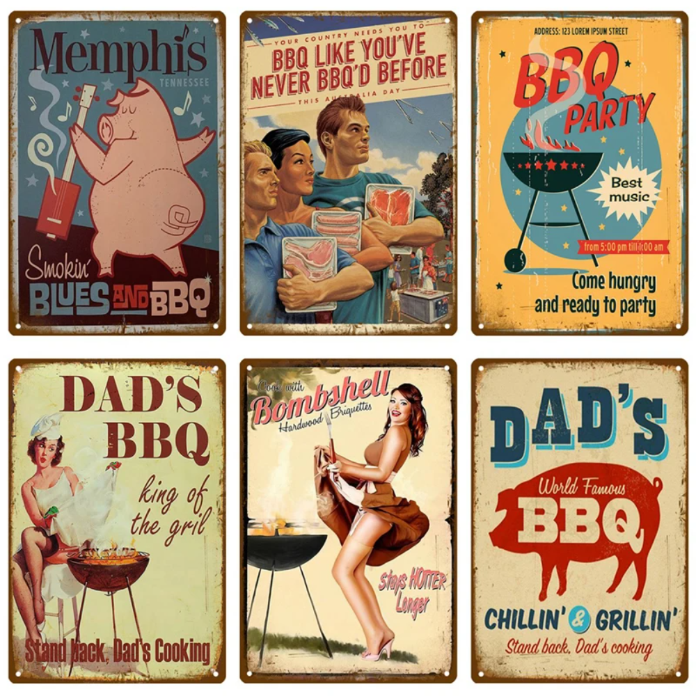 Vintage Home Textiles - Retro BBQ Sign - Vintage Wall