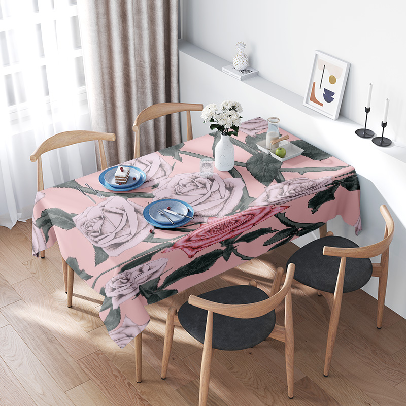 Pink Floral Tablecloth with Pi - مراجعة Home Textiles Com وسعره