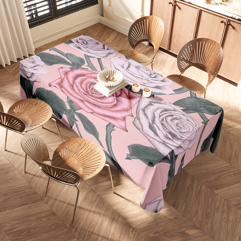 Pink Floral Tablecloth with Pi - مراجعة Home Textiles Com وسعره