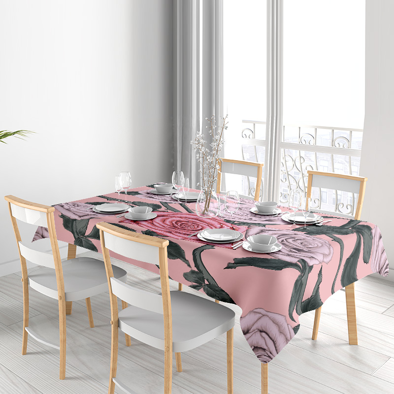 Pink Floral Tablecloth with Pi - مراجعة Home Textiles Com وسعره