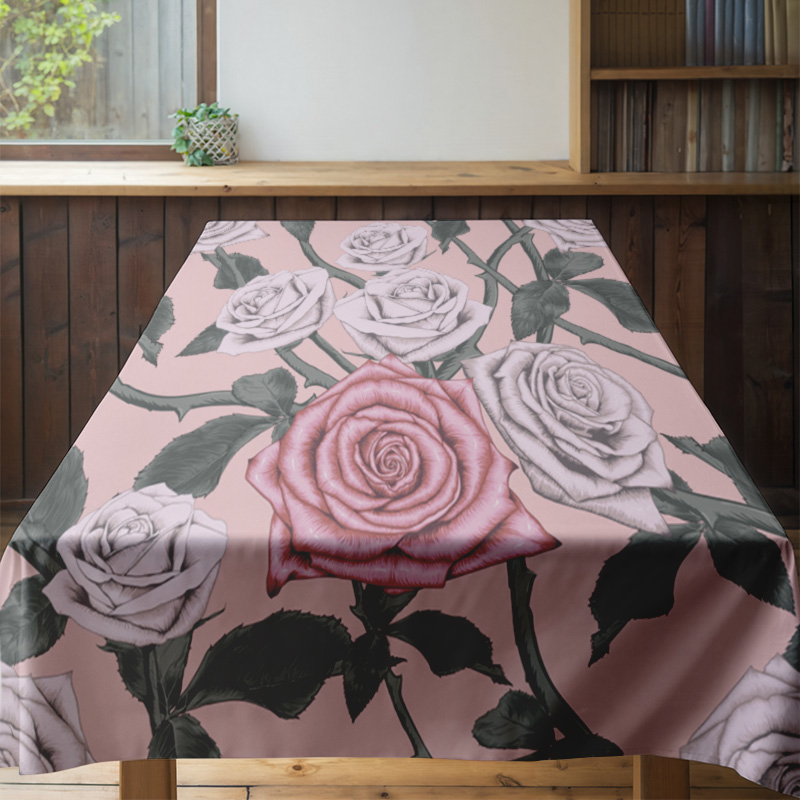 Pink Floral Tablecloth with Pi - مراجعة Home Textiles Com وسعره