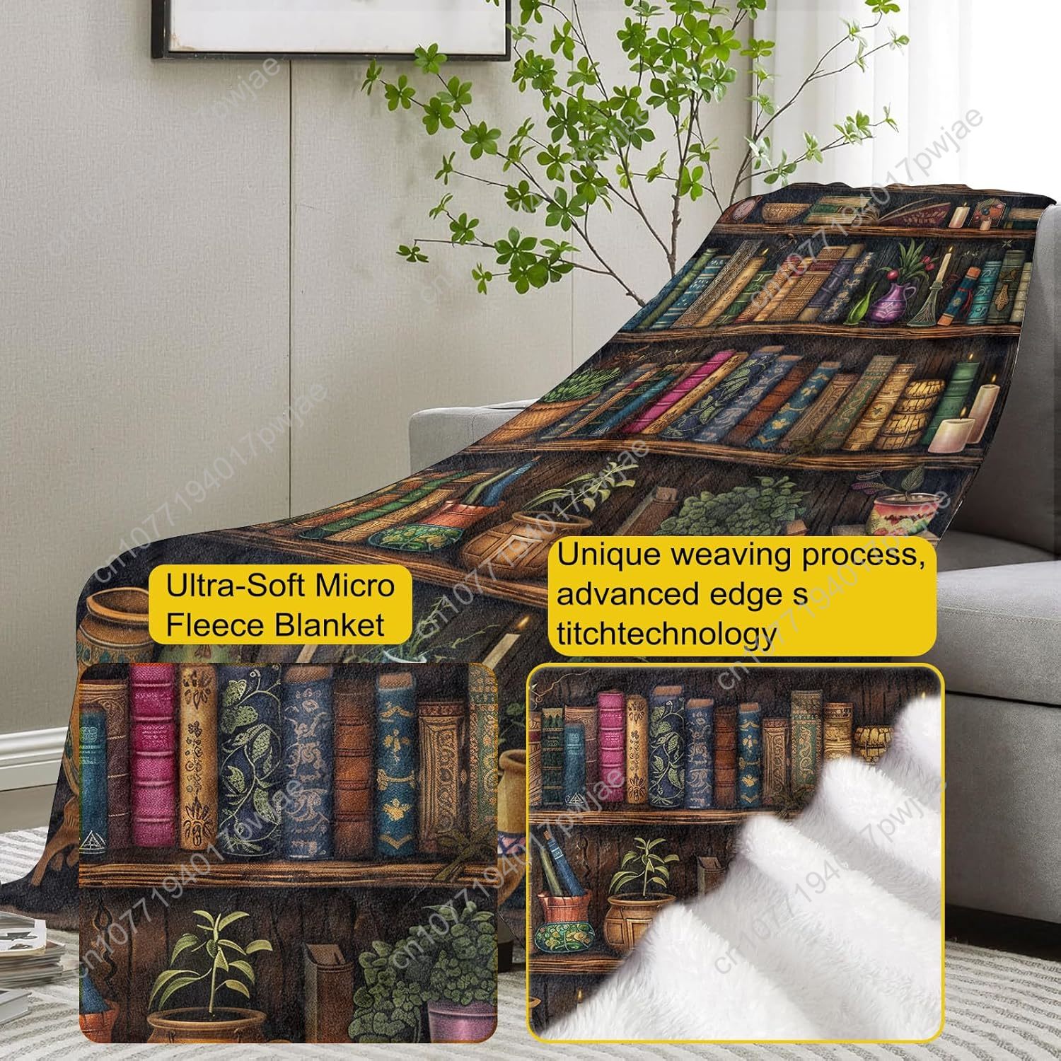 Vintage Bookshelf Blanket Read - مراجعة Vintage Home Textiles وسعره