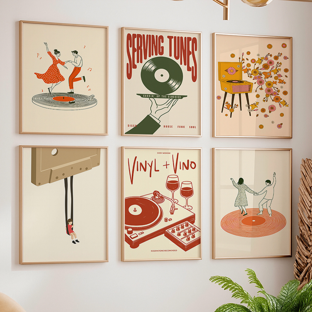 1pc Vintage Music Canvas Poste - مراجعة Vintage Home Textiles وسعره