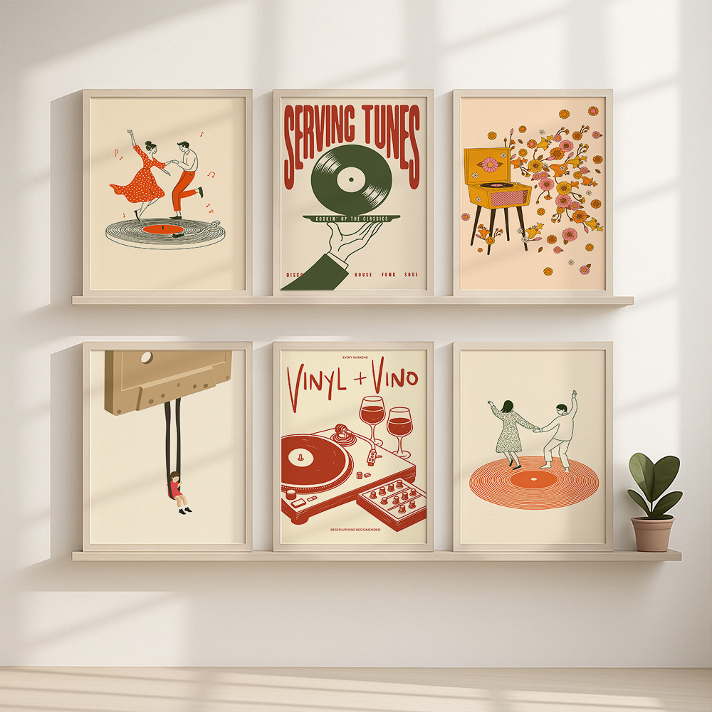 1pc Vintage Music Canvas Poste - مراجعة Vintage Home Textiles وسعره