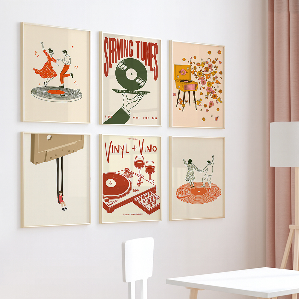 1pc Vintage Music Canvas Poste - مراجعة Vintage Home Textiles وسعره