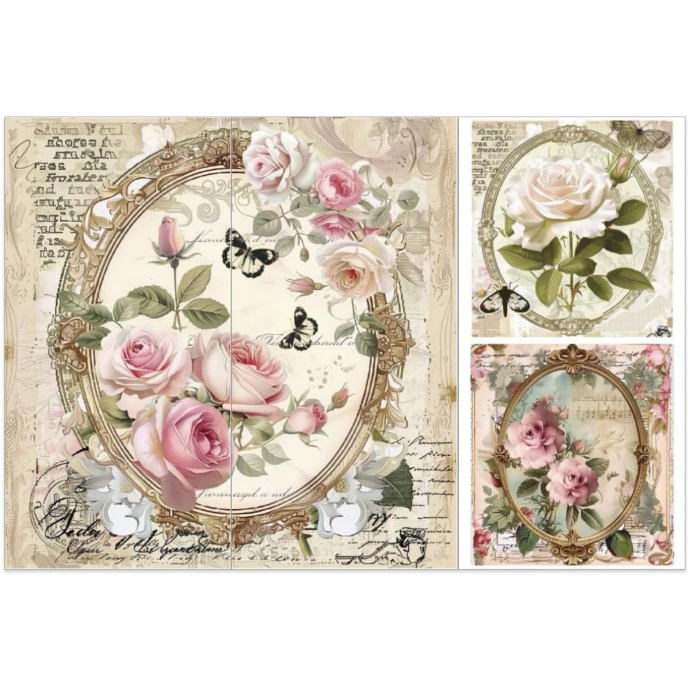 3pcs/Set Rose Rub on Transfers - مراجعة Vintage Home Textiles وسعره