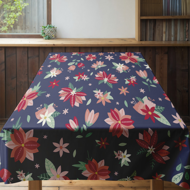 Blue Floral TableclothModern P - مراجعة Home Textiles Com وسعره