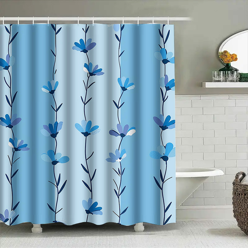 Blue Floral Shower Curtain, So - مراجعة Home Textiles Com وسعره