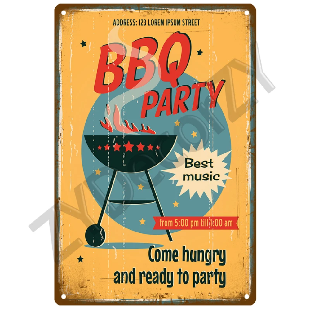 Retro BBQ Sign - Vintage Wall  - مراجعة Vintage Home Textiles وسعره